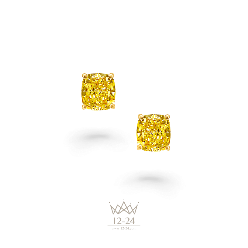 Graff Cushion Cut Stud Earrings Yellow Diamond GP20162