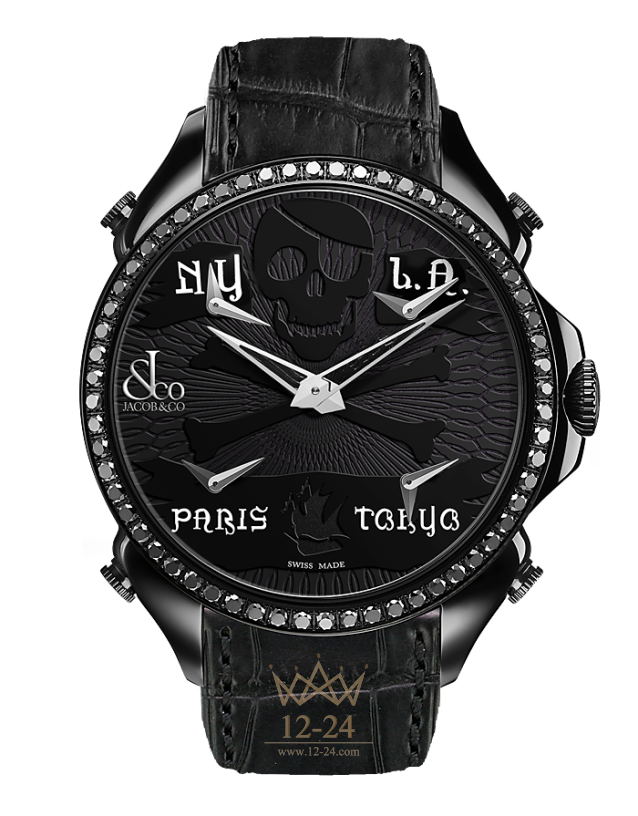 Jacob &amp; Co PALATIAL FIVE TIME ZONE PIRATE BLACK PVD PZ500.11.SO.NP.A