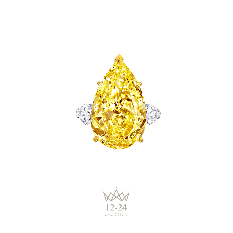 Graff Pear Shape Yellow and White Diamond Ring GR44521