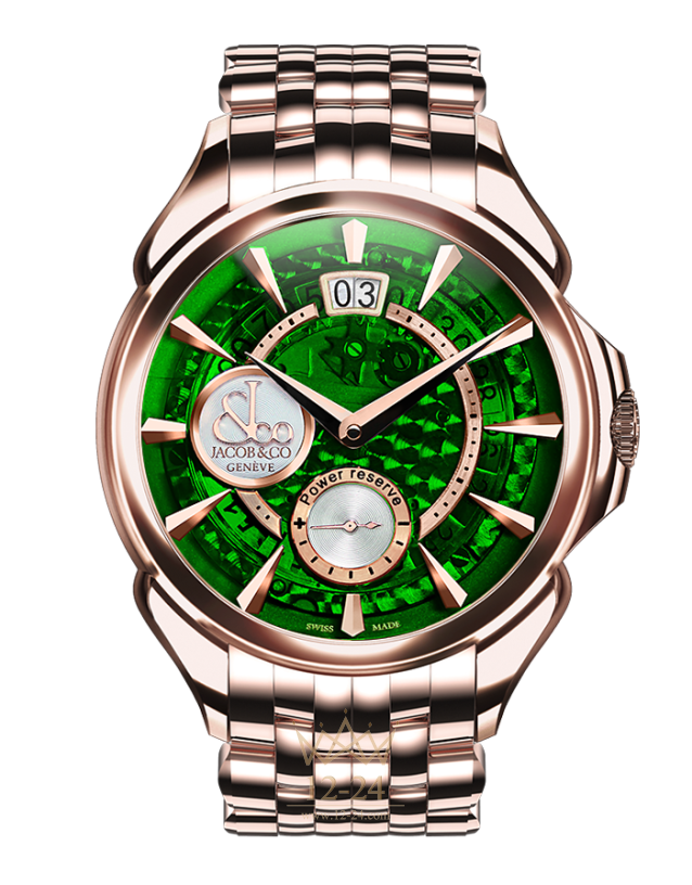 Jacob &amp; Co PALATIAL CLASSIC MANUAL BIG DATE MINERAL CRYSTAL DIAL - ROSE GOLD CASE PC400.40.NS.MG.A40AA