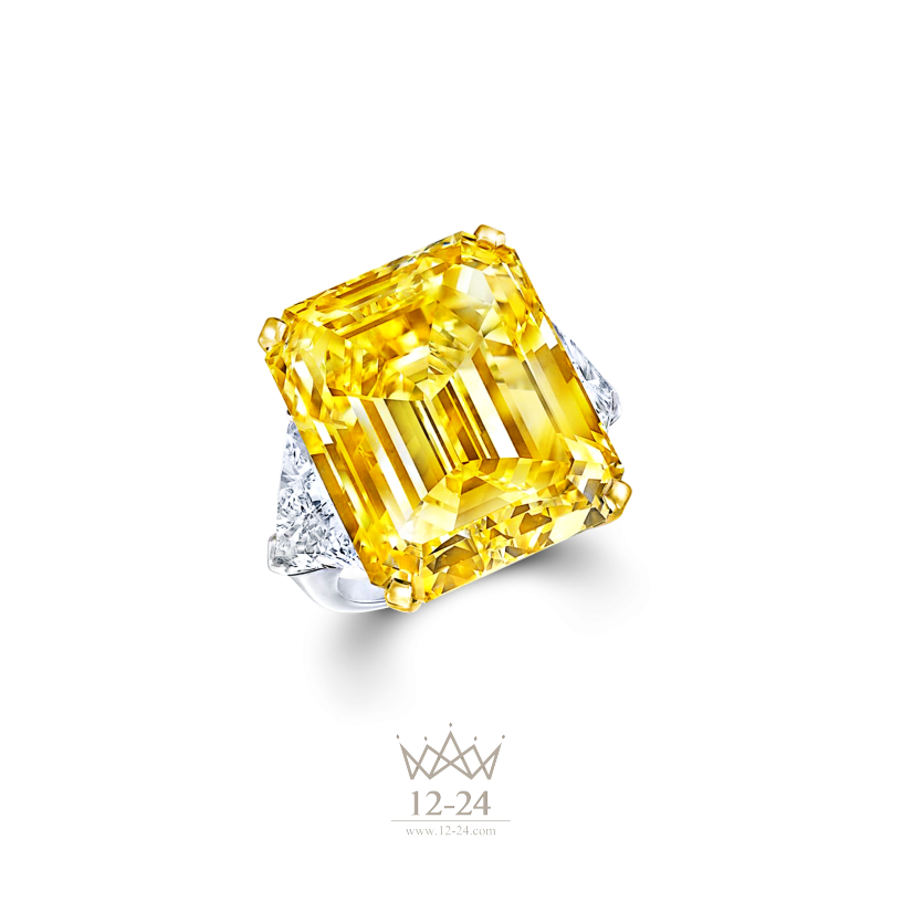 Graff Emerald Cut Yellow and White Diamond Ring GR15777