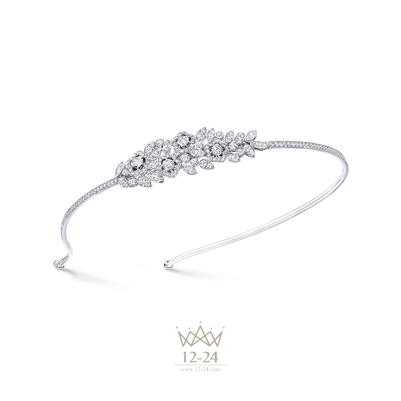 Graff Flower &amp; Leaf Motif Hair Band Diamond RGT105