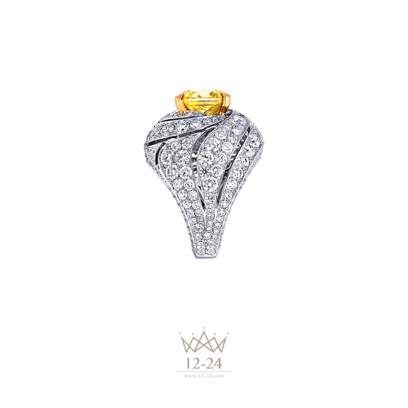 Graff Swirl Ring Yellow and White Diamond RGR491