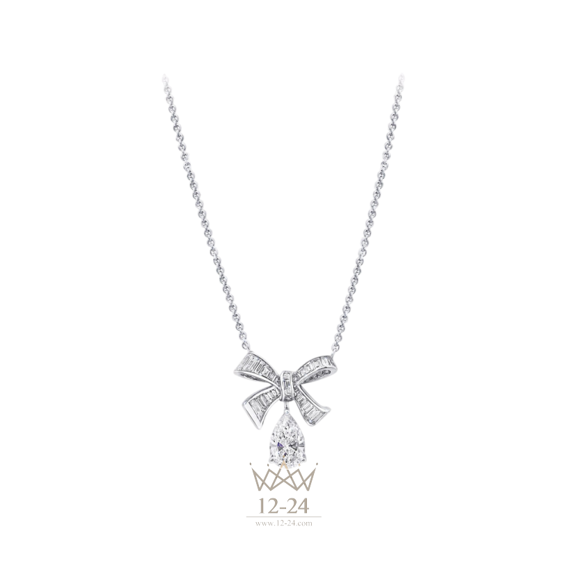 Graff Tilda's Bow Baguette Cut Diamond Drop Pendant RGP616