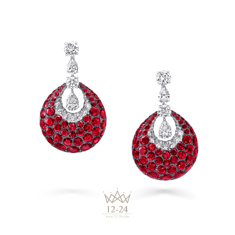 Graff Bombe Earrings Ruby and Diamond RGE620