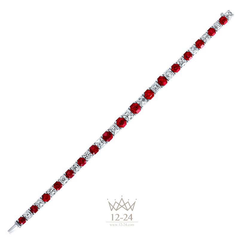 Graff Emerald Cut Bracelet Ruby and Diamond RGB127