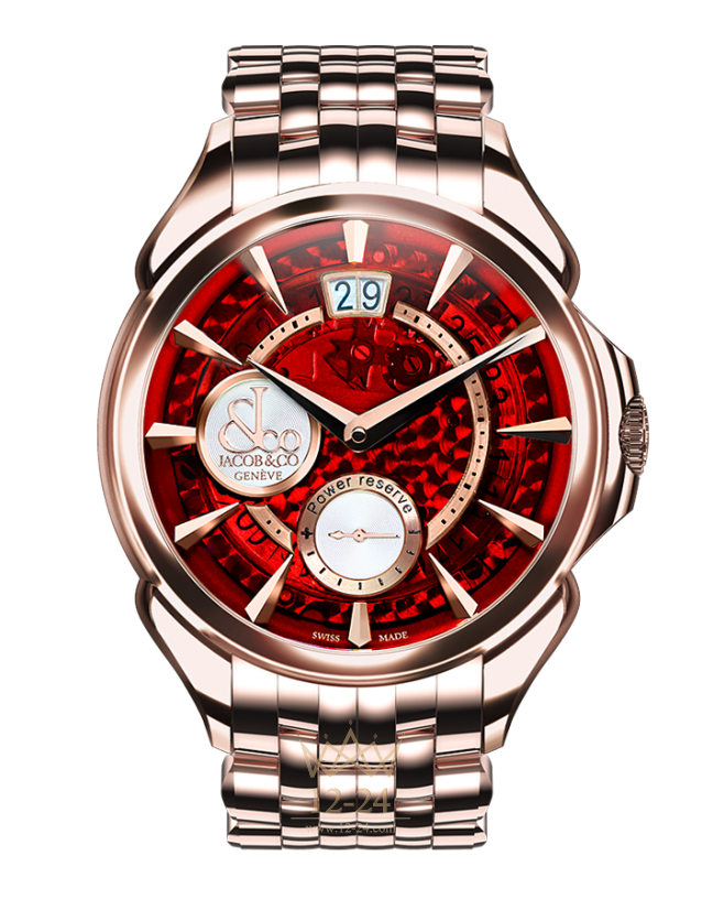 Jacob &amp; Co PALATIAL CLASSIC MANUAL BIG DATE MINERAL CRYSTAL DIAL - ROSE GOLD CASE PC400.40.NS.MR.A40AA