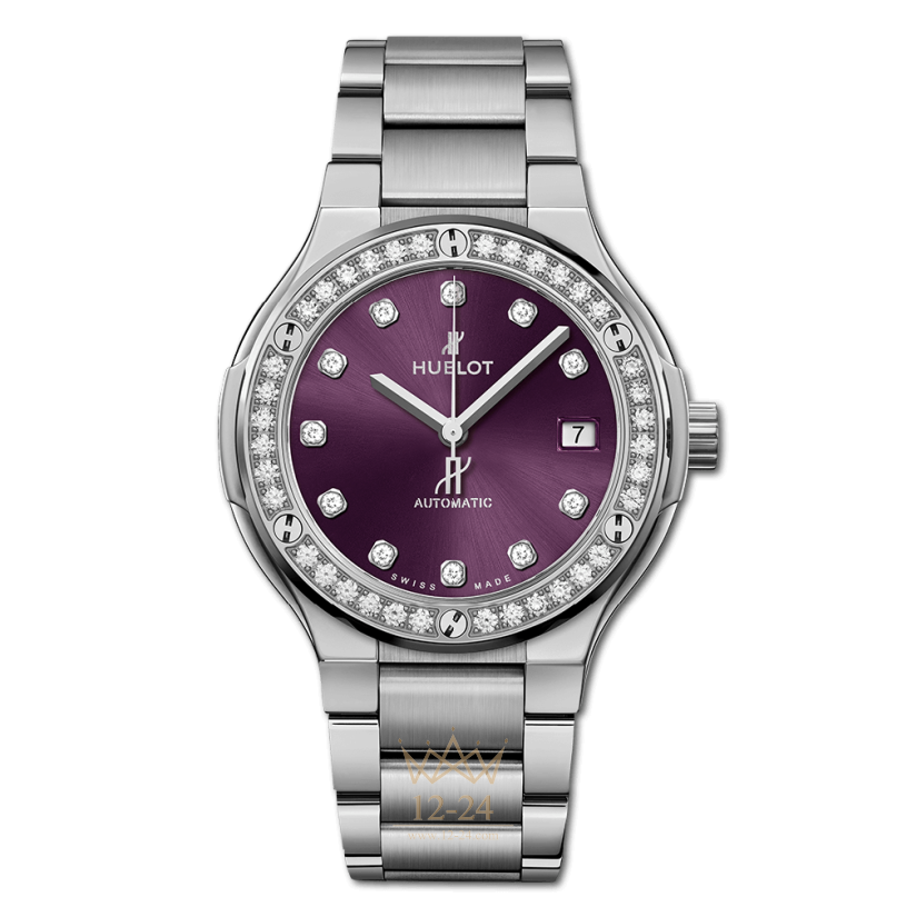 Hublot Integrated Bracelet Titanium Purple Diamonds 38 mm 568.NX.897V.NX.1204