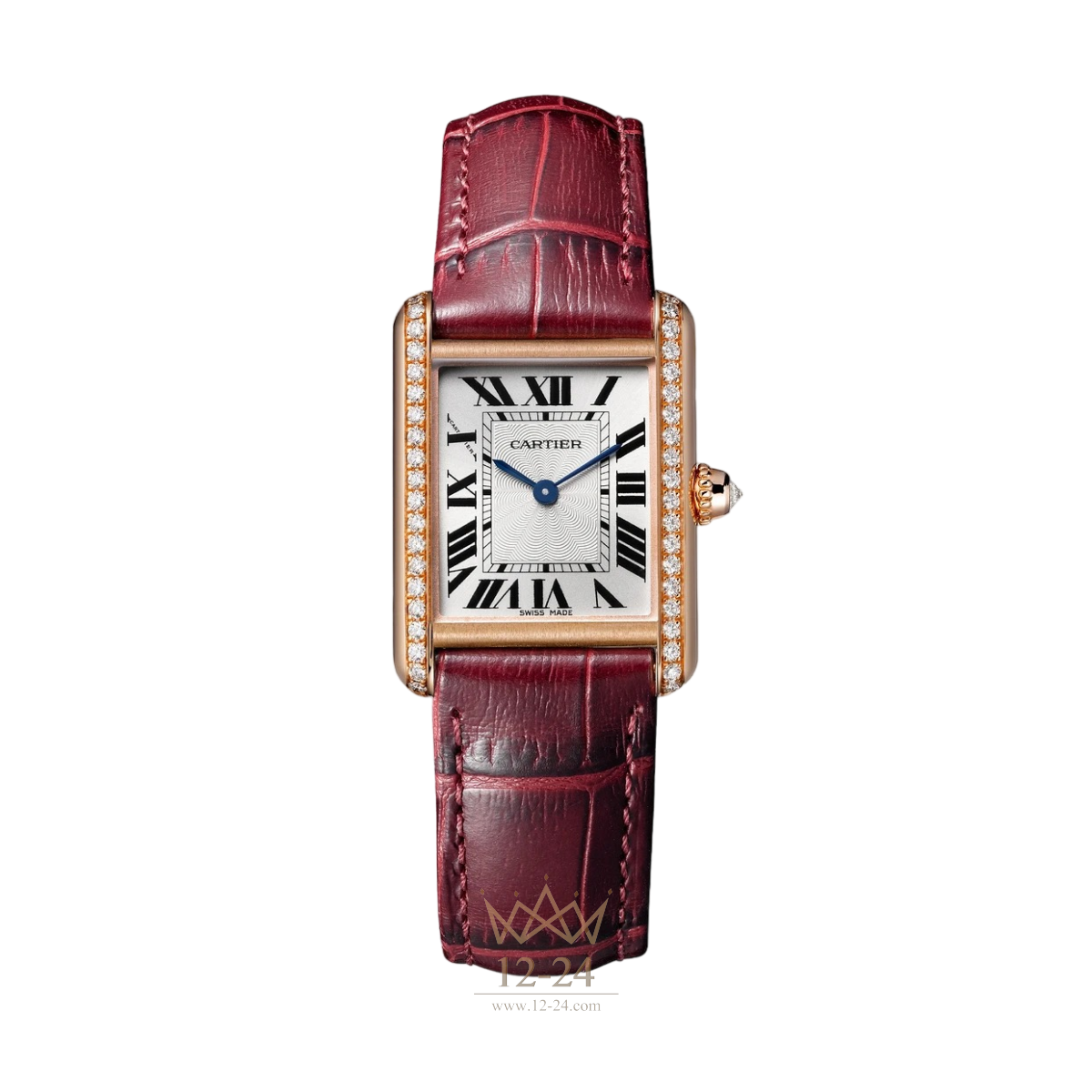 Cartier Tank Watch Wjta0037 34 Mm Pink Gold Case Silver Dial 12