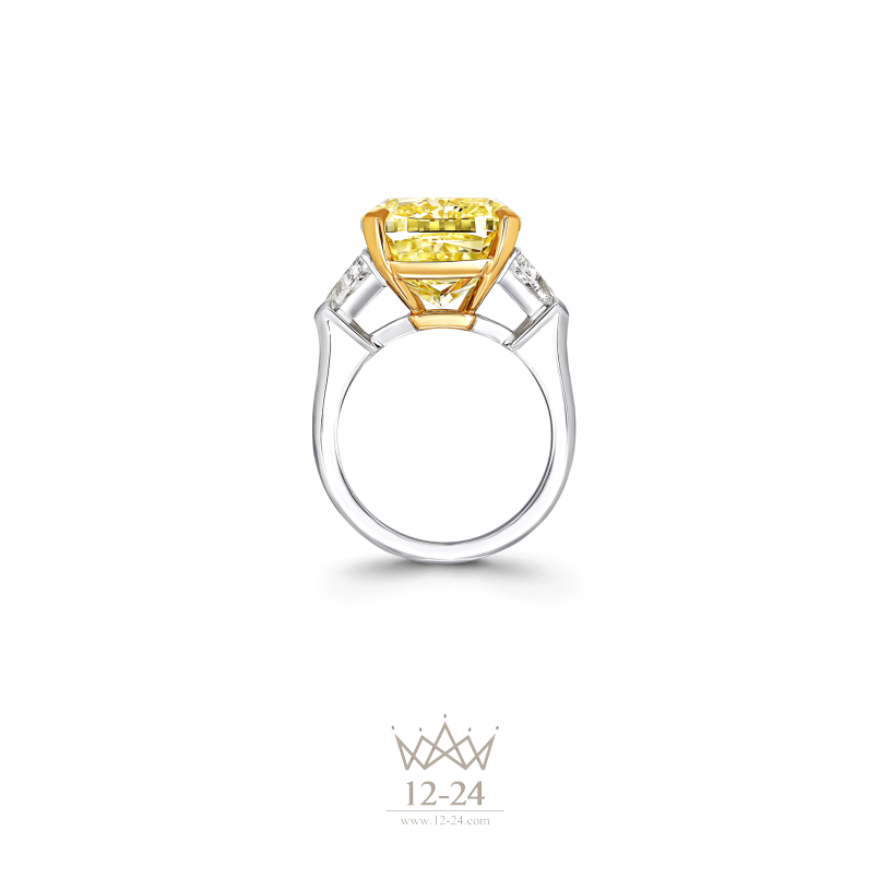 Graff Cushion Cut Yellow and White Diamond Ring GR34549