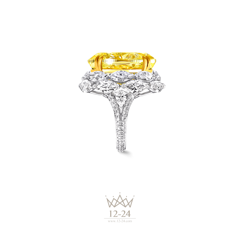 Graff Oval Shape Yellow and White Diamond Ring GR43881