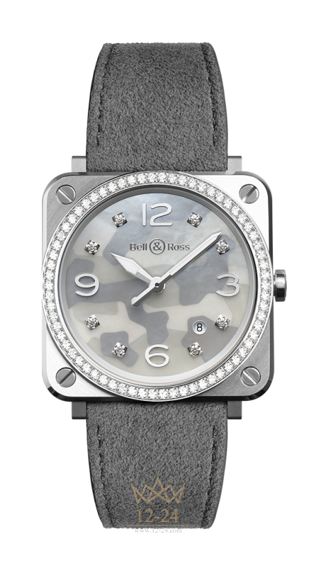 Bell &amp; Ross BR S Grey Camouflage Diamonds BRS-CAMO-ST-LGD/SF
