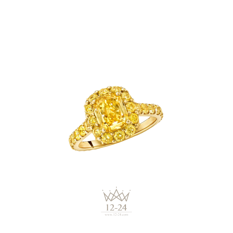 Graff Icon Cushion Cut Yellow Diamond Engagement Ring RGR647C_RGR647