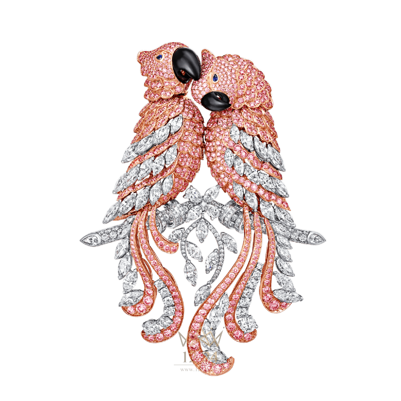 Graff Pink and White Diamond Parrot Brooch GA1017