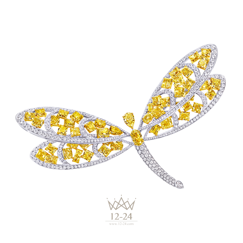 Graff Yellow and White Diamond Dragonfly Brooch GP14152