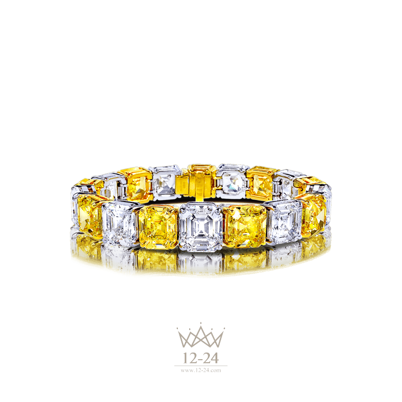 Graff Emerald Cut Yellow and White Diamond Bracelet GB4181