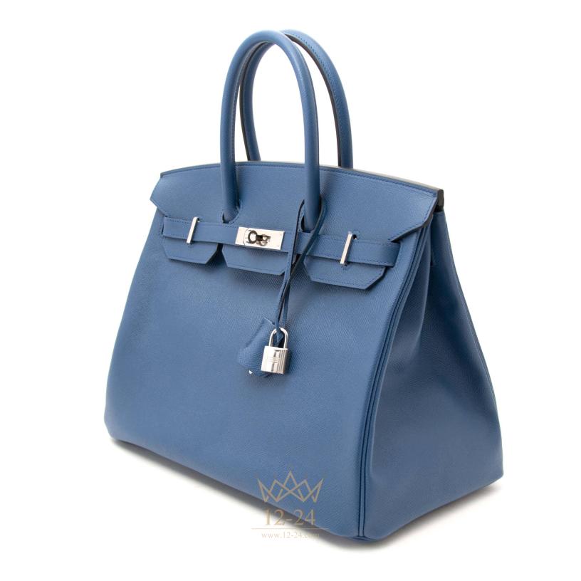 Hermes  Birkin 25 Blue Agate Swift PHW 25 Blue Agate