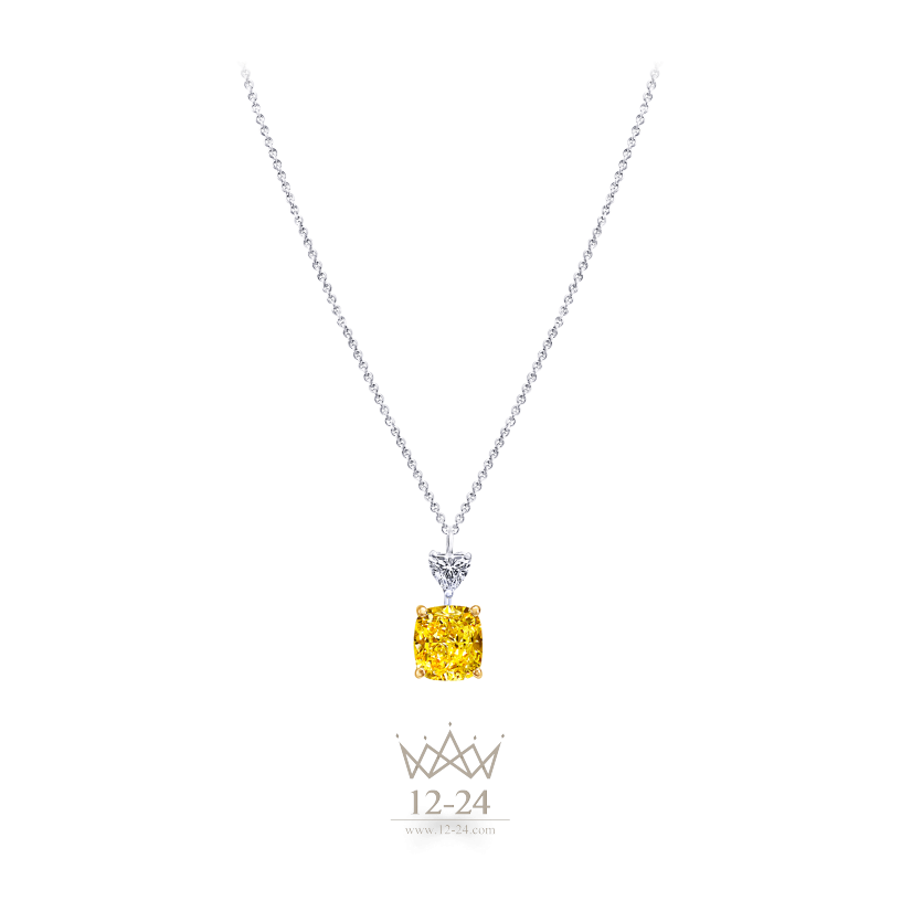 Graff Cushion Cut Pendant Yellow and White Diamond YCPT01