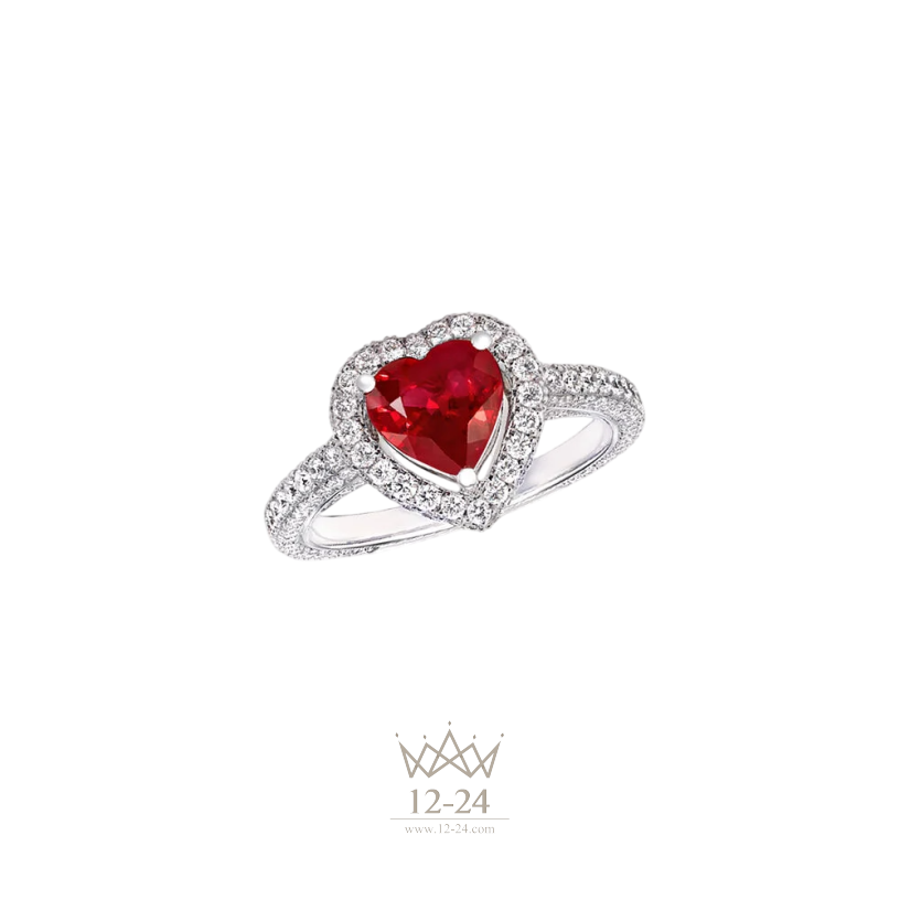 Graff Constellation Heart Shape Ruby and Diamond Engagement Ring RGR418