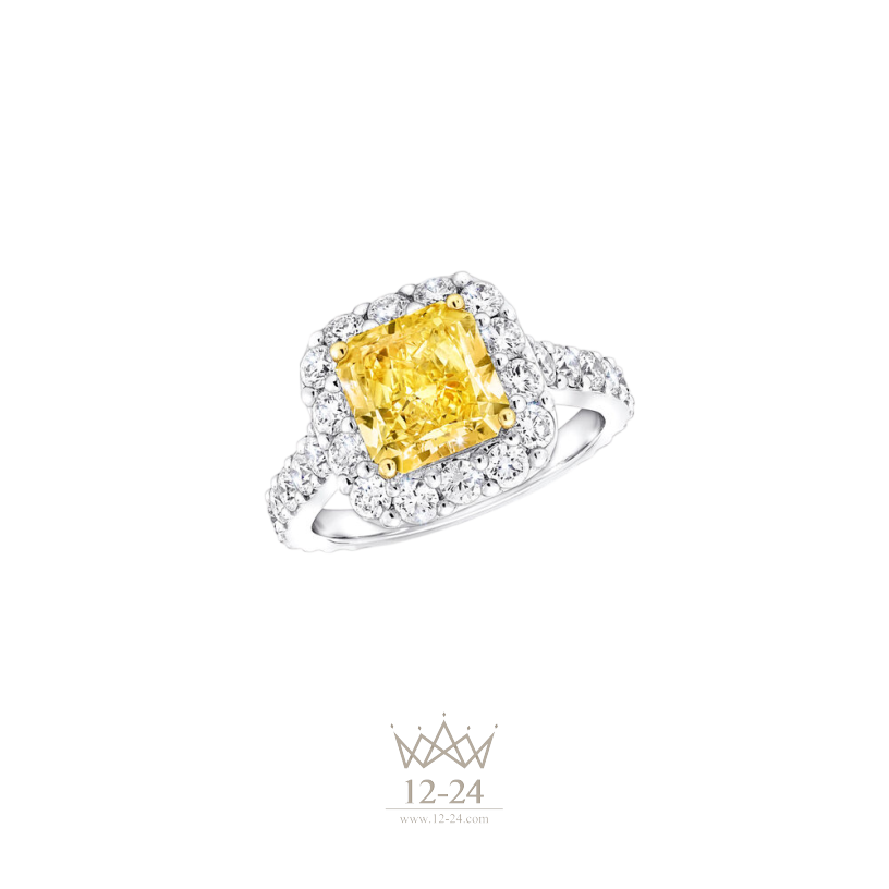 Graff Icon Radiant Cut Yellow and White Diamond Engagement Ring RGR734Rdt_RGR734