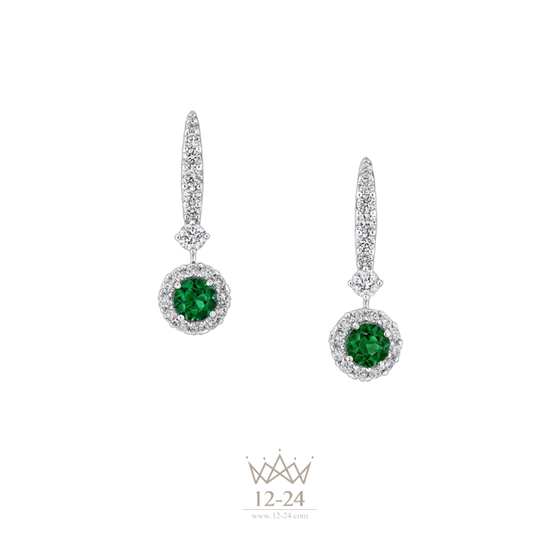 Graff Icon Round Emerald and Diamond Earrings RGE1830