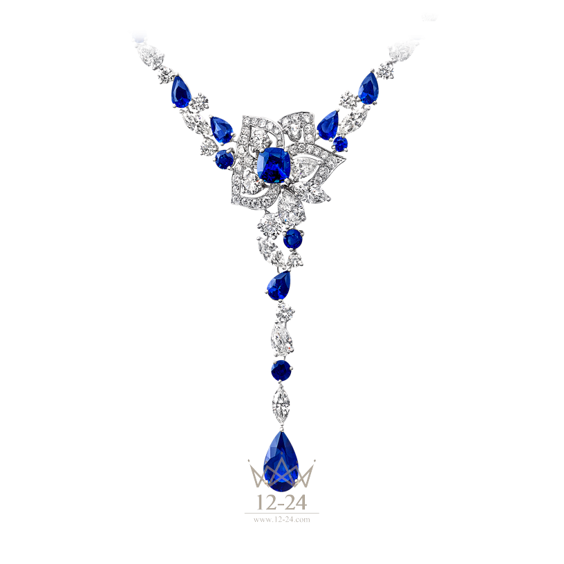 Graff Peony Necklace Sapphire and Diamond RGN475