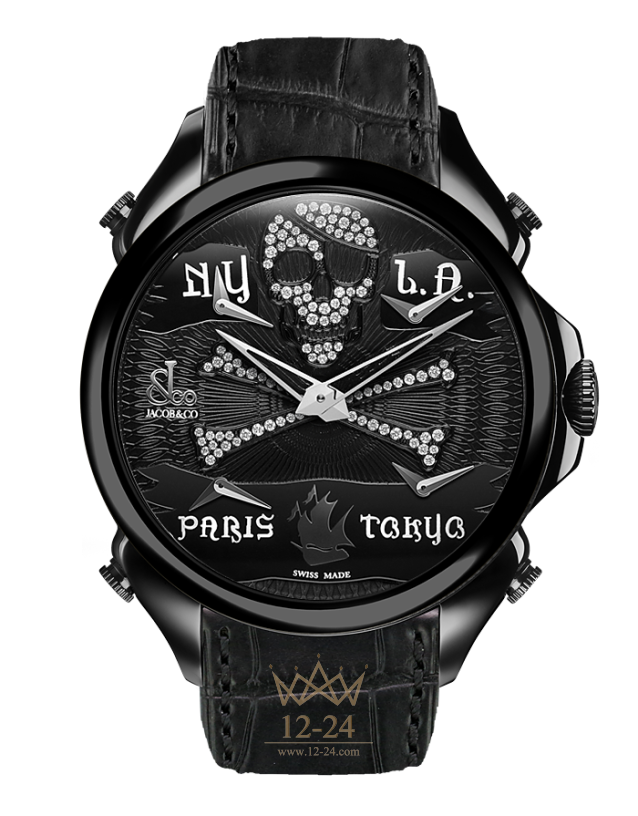 Jacob &amp; Co PALATIAL FIVE TIME ZONE PIRATE BLACK PVD PZ500.11.NS.NQ.A