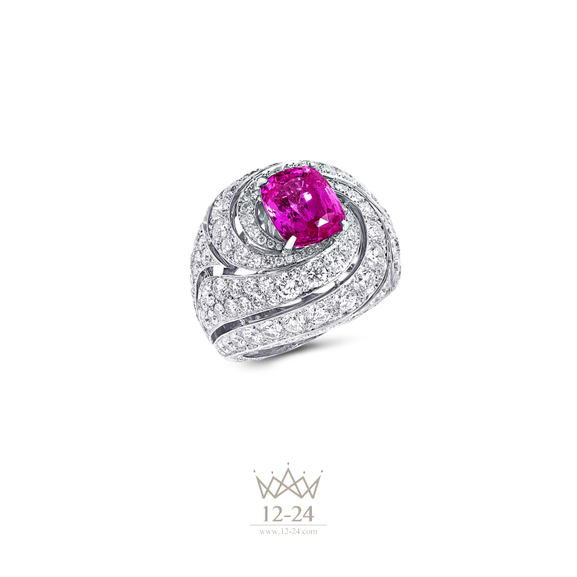 Graff Swirl Ring Pink Sapphire and Diamond RGR498