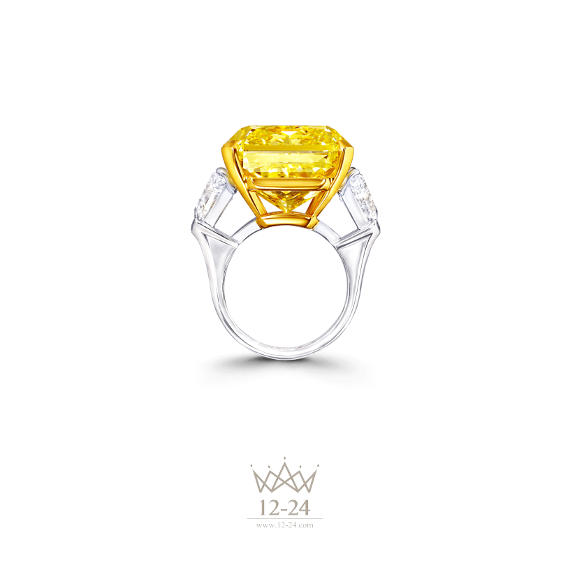 Graff Radiant Cut Yellow and White Diamond Ring GR28796