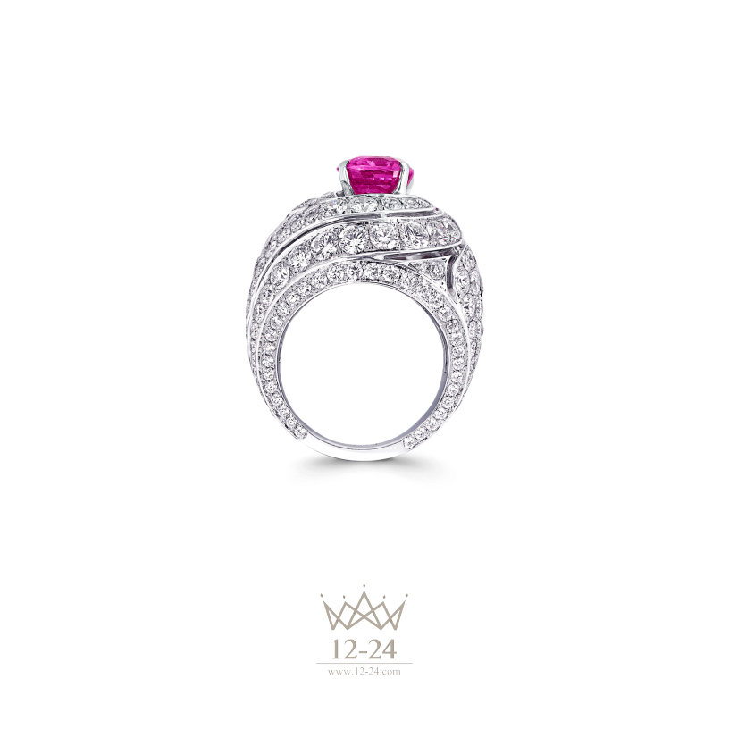 Graff Swirl Ring Pink Sapphire and Diamond RGR498