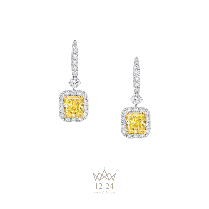 Graff Icon Radiant Cut Yellow and White Diamond Earrings RGE1618Rdt_RGE1618