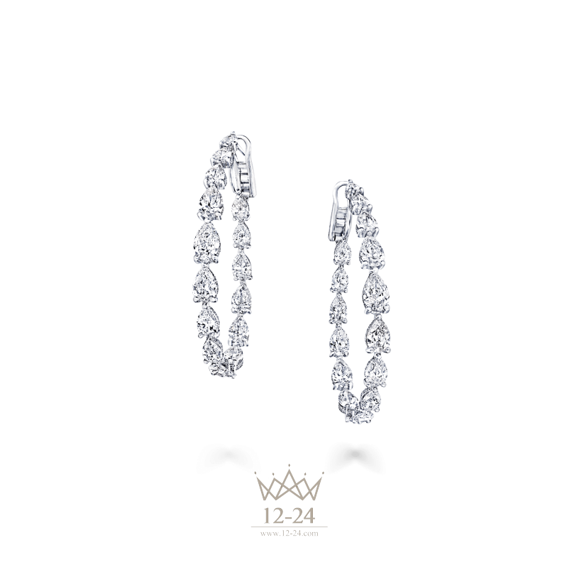 Graff Pear Shape Hoop Earrings Diamond RGE1111