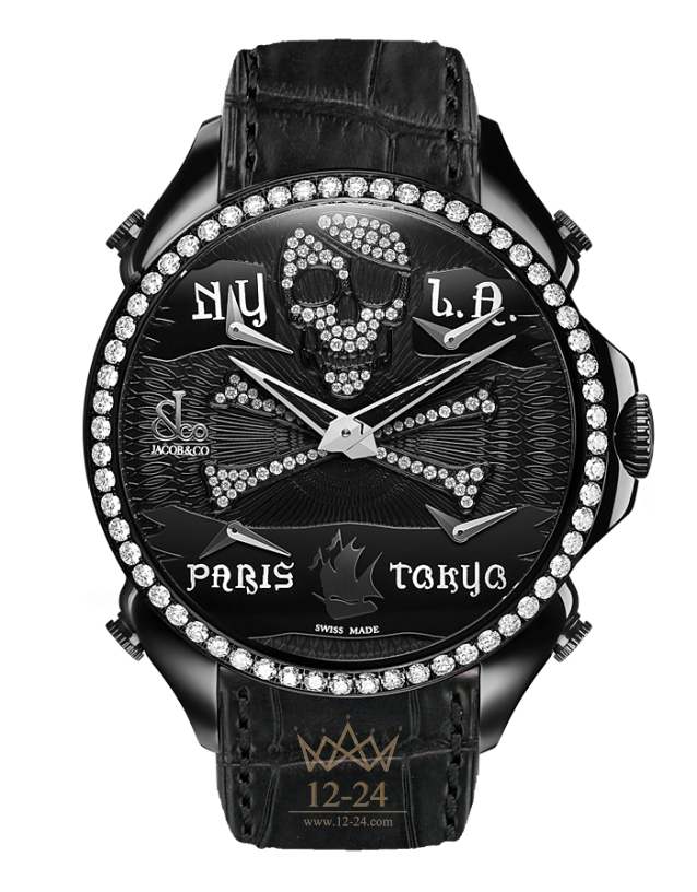 Jacob &amp; Co PALATIAL FIVE TIME ZONE PIRATE BLACK PVD PZ500.11.RO.NQ.A