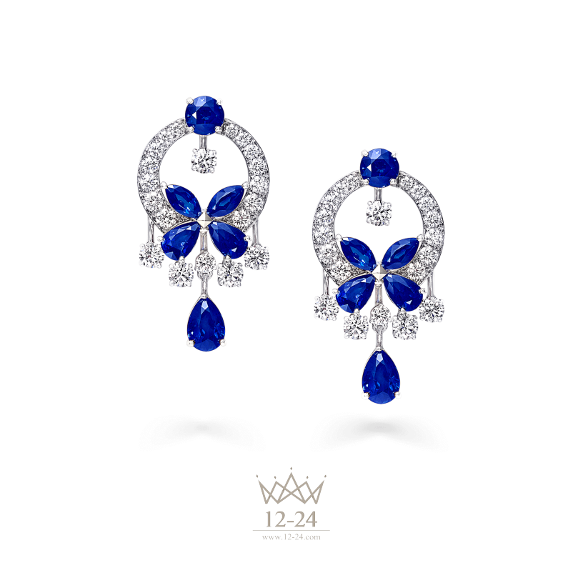 Graff Classic Butterfly Small Earrings Sapphire and Diamond RGE601