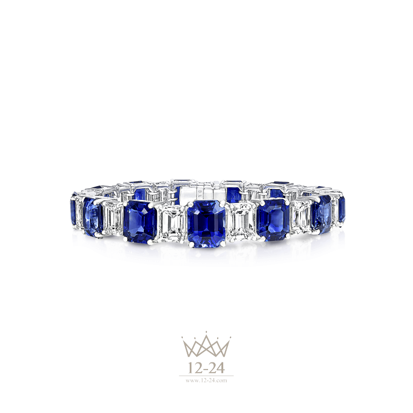 Graff Emerald Cut Bracelet Sapphire and Diamond RGB126