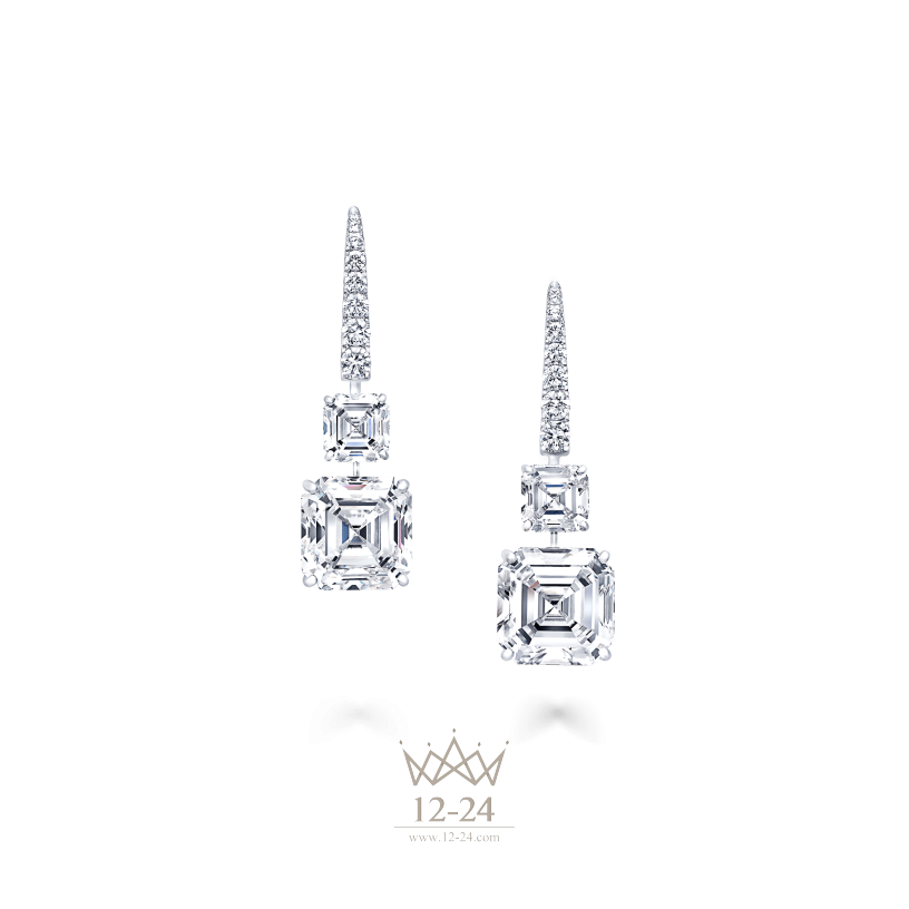 Graff Square Emerald Cut Earrings Diamond ETSW02