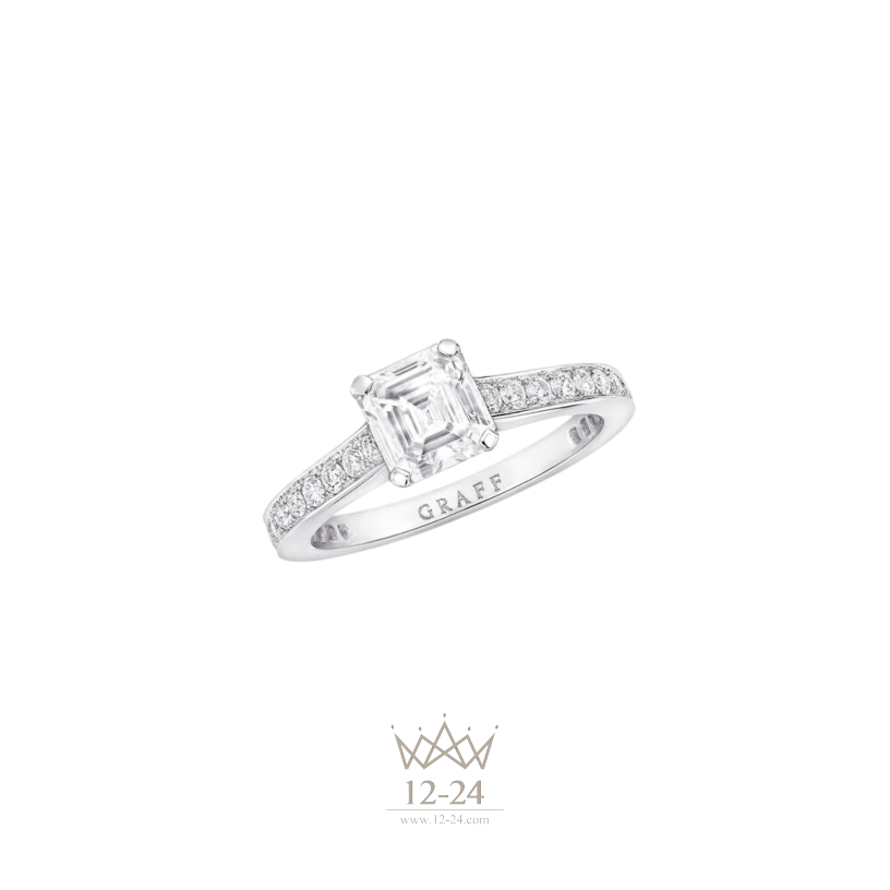 Graff Flame Square Emerald Cut Diamond Engagement Ring EPV01SE