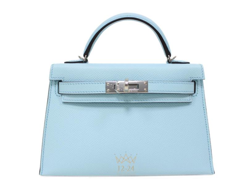 Hermes  Mini Kelly 20 Celeste PHW 20 Celeste