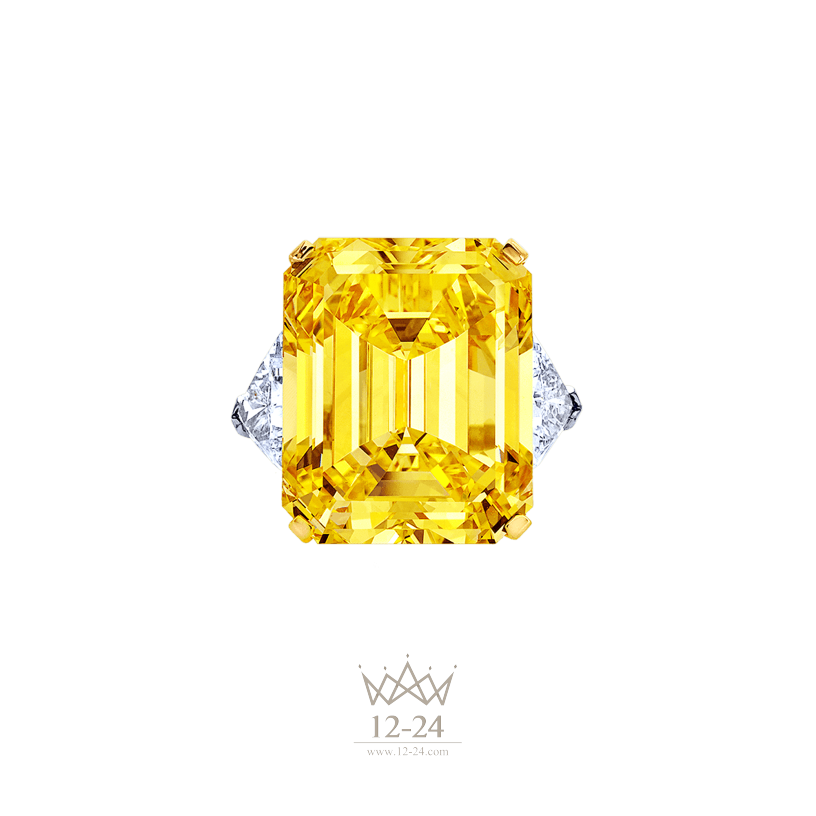 Graff Emerald Cut Yellow and White Diamond Ring GR15777