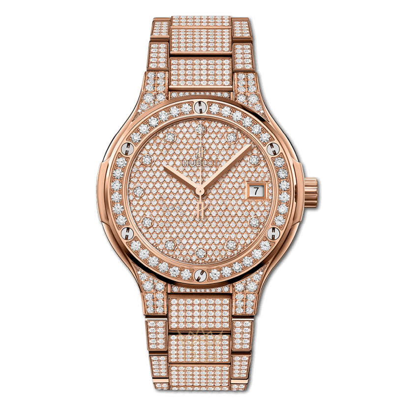 Hublot Integrated Bracelet King Gold Full Pave 38 mm 568.OX.9000.OX.3604