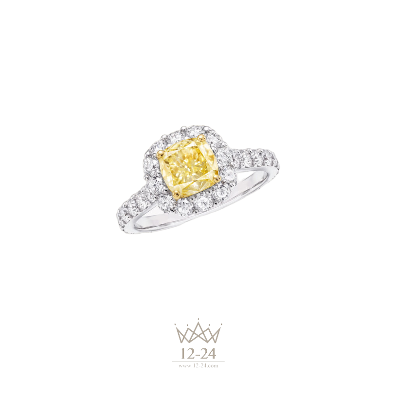 Graff Icon Cushion Cut Yellow and White Diamond Engagement Ring RGR734C_RGR734