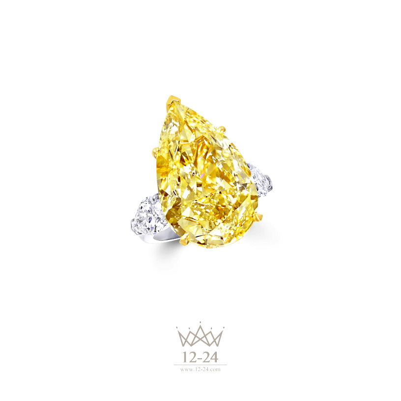 Graff Pear Shape Yellow and White Diamond Ring GR44521