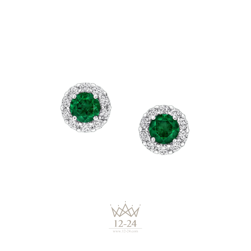 Graff Icon Round Emerald and Diamond Stud Earrings RGE1552RE_RGE1552