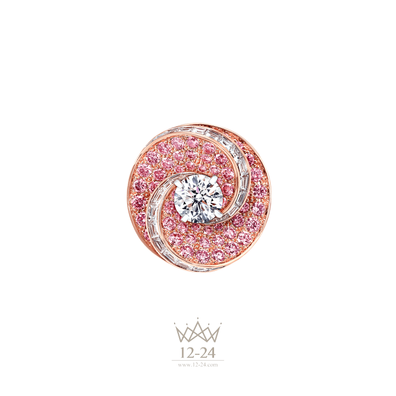 Graff Swirl Twist Ring Pink and White Diamond RGR519