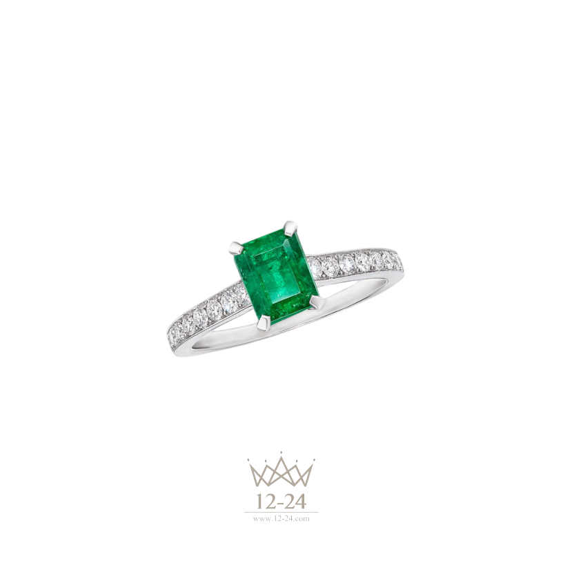 Graff Flame Emerald Cut Emerald and Diamond Engagement Ring EPVE