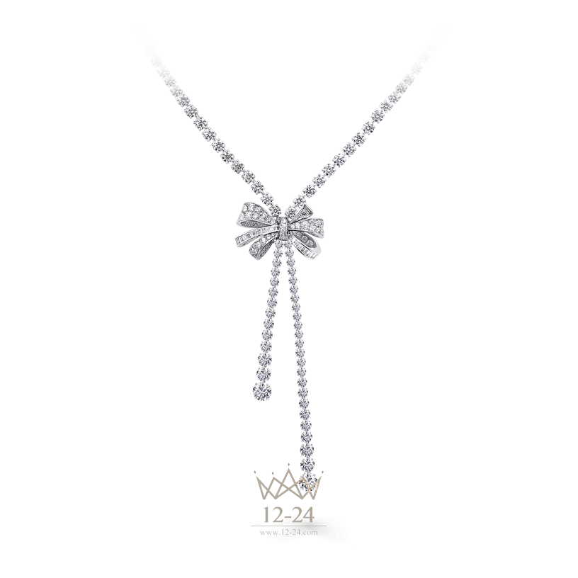 Graff Bow Round Drop Necklace Diamond RGN461