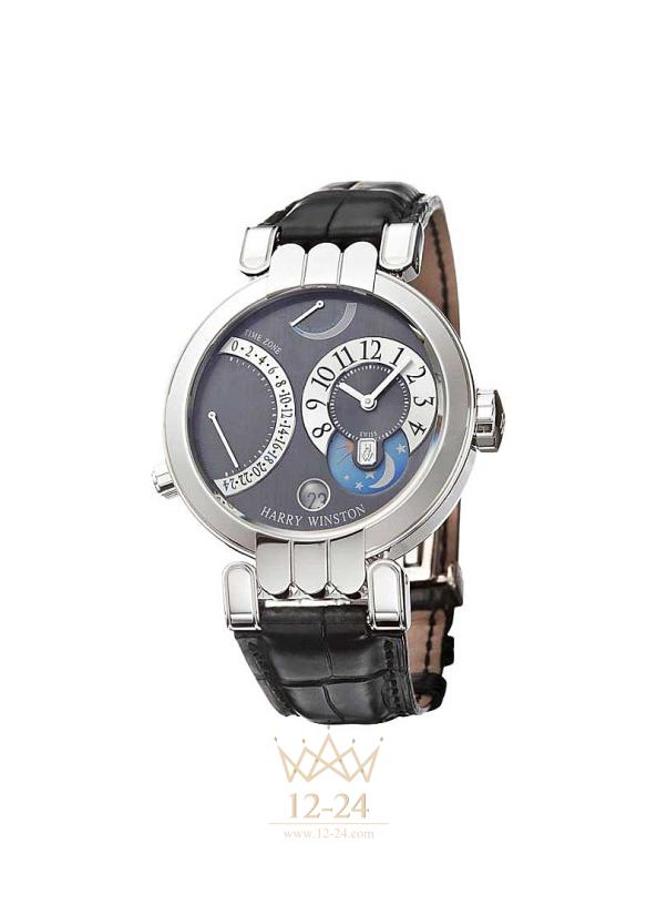 Harry Winston Excenter Timezone Mens Manual in White Gold 200/MMTZ39W