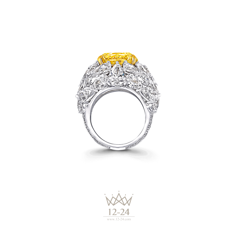 Graff Radiant Cut Yellow and White Diamond Ring GR46058